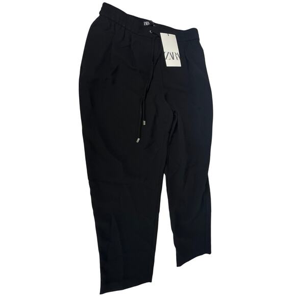 Zara Women's Size XS Black Drawstring Polyester Straight Leg Lightweight Pants - Picture 11 of 15